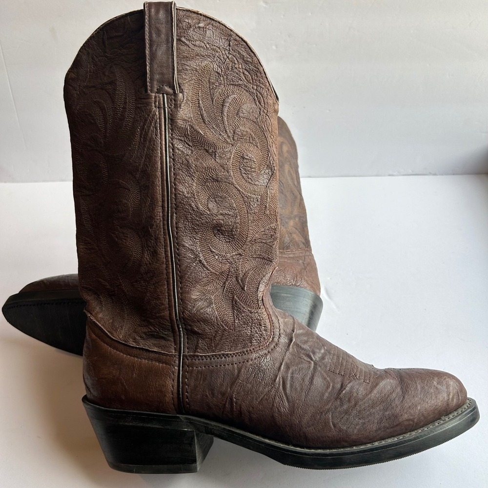 Durango Western Boots Mens 9.5 D Brown Leather Pointed Toe Oil Resis Cowboy 312